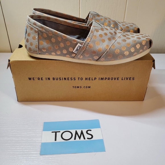 Tom’s Classic Drizzle Grey/Rose Gold Foil Polka Dot Women’s Size US Size 9 - Picture 2 of 8